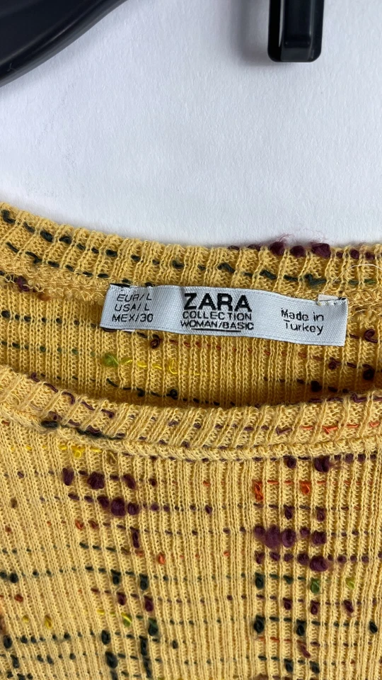 Suéter básico de mujer Zara Collection crochet manga corta multicolor talla L Foto 4 de 4