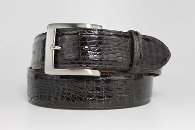 Genuine Crocodile Leather Belt: Brown Glossy Custom made (Size 32-44)