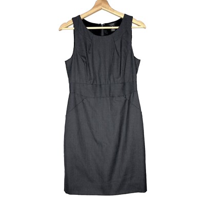 J. Crew Strip Charcoal Gray Mini Wool Dress Boat neck Sleeveless Office  career | eBay