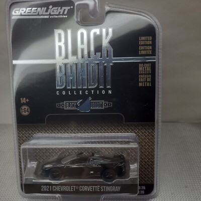 2021 CHEVROLET CORVETTE C8 STINGRAY CONVERTIBLE BLACK BANDIT 1/64 GREENLIGHT S26