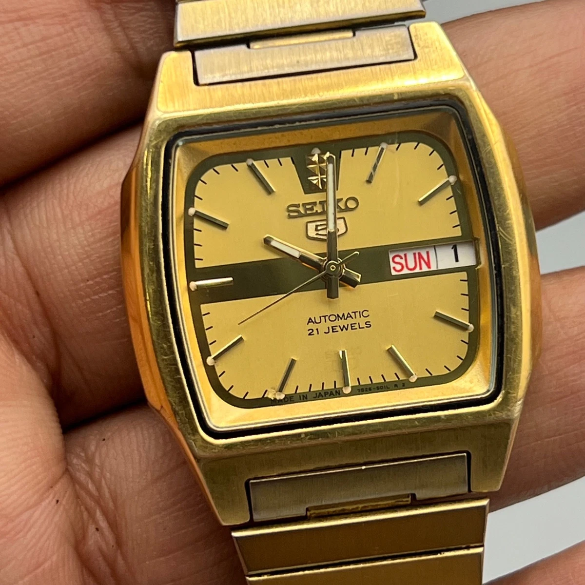 Seiko 5 Mechanical (Automatic) Gold Plated Band Wristwatches for