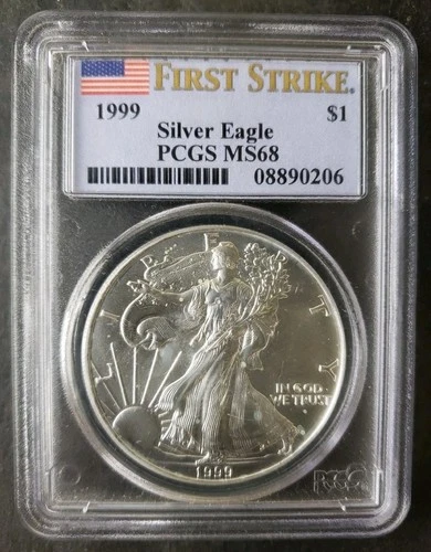 1999 $1 American Silver Eagle Dollar PCGS MS68