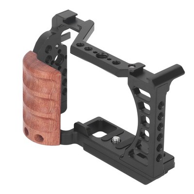 Full Camera Cage Protective Camera Video Rig With Wood Handle 1/4 3/8in Thre SET