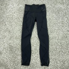 Lululemon Pants Womens 4 Black High Rise Running Leggings Pockets Workout Gym