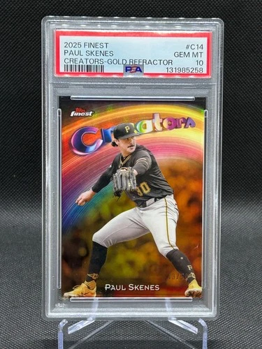 Paul Skenes 2025 Topps Finest Creators GOLD Refractor 43/50 PSA 10 Card #C-14