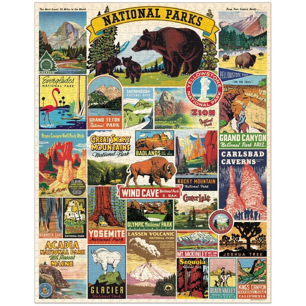 1000pc Cavallini Jigsaw Puzzle National Parks 55x70cm Educational Game 