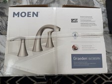 MOEM Graeden 84138SRN Two Handle Widespread Bathroom Sink Faucet in Spot Resist