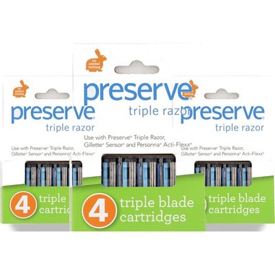 Preserve 4 Triple Blade Razor Cartridges 3 Pack