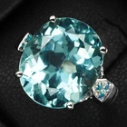 Light Blue Aquamarine Oval 5.80Ct 925 Sterling Silver White Gold Rings Size 6.5