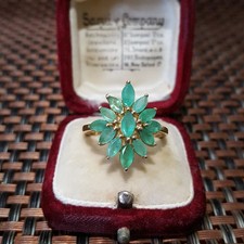 925 Sterling Silver Ring, Natural Emerald Cluster, 1.39ct, Size P US 7.5 EU 56