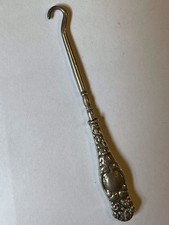 Antique Victorian Era Sterling Silver Small Shoe Glove Shirt Button Hook Vtg
