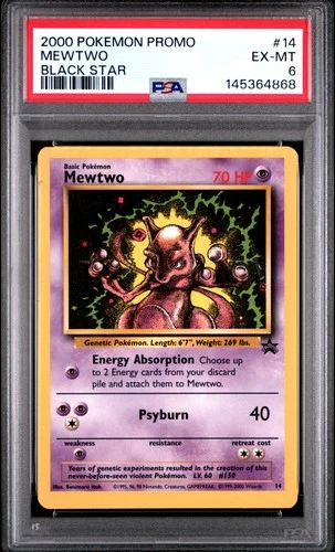 2000 POKEMON PROMO BLACK STAR #14 MEWTWO PSA 6