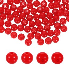 100pcs Red Acrylic Round Beads 6mm Plastic Resin Loose Bead