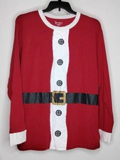 Pajamagram Mens Red Sweater Long Sleeve Crew Neck Santa Christmas Size Large L