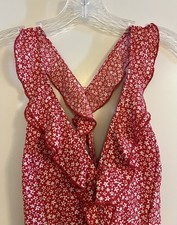 Louna Red Floral Ruffle Dress - Size Small
