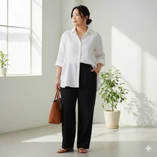 Gap Womens Linen Button Down Top XXL White classic preppy, capsule wardrobe 