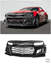For 14-15 Camaro ZL1 1LE Style Front Bumper Cover Badgeless Upper Lower Grille
