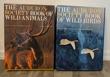 Two Large HC w DJ Audubon Society Book of Wild Birds & Animals Les Line Books