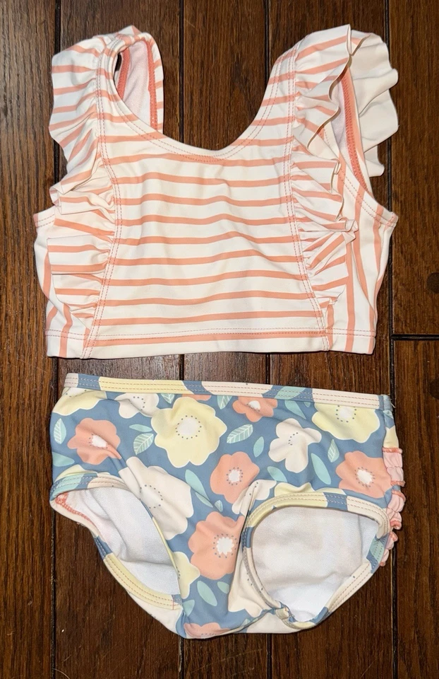 Rüschen Hintern Streifen Pastell Baby Badeanzug 18-24 M gebraucht