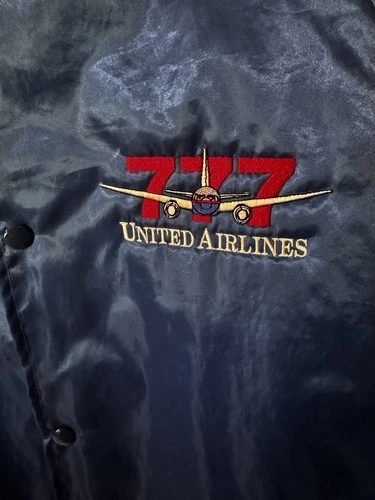 Vintage Jacket UNITED AIRLINES 777 Boeing Satin USA  XL 90s image 2