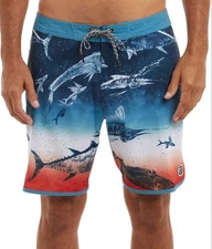 Pelagic High Spot Gyotaku Board Shorts 32