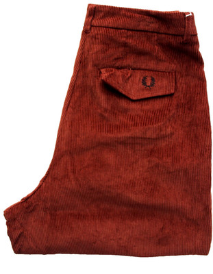 Fred Perry flared wide leg corduroy women's trousers W32 L29 rust LEVK119