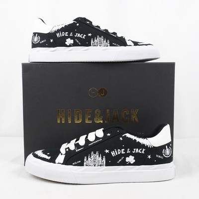 HIDE&JACK Low-Top Toby Sneakers In Black & White IT Size 47/US 13 (DSERL-BLKWHT)