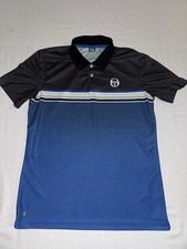 sergio tacchini Stretch Fit Goat Sweater Polo Blue/White Mens Medium NWOT 