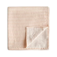 mushie Muslin Baby Swaddle Blanket | 100 Organic Cotton Natural Stripe