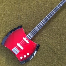 4 String Marceline's Axe Adventure Tim Bass Guitar Red Solid Body Chrome Parts