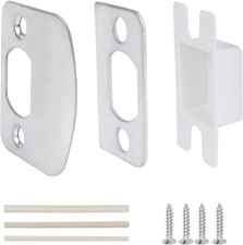 Door Latch Strike Plate Kit Stainless Steel with Shim Screws Security Repair