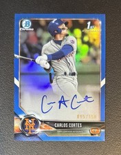 Carlos Cortes 2018 Bowman Chrome Draft Blue Auto RC Refractor (95/150) A's 