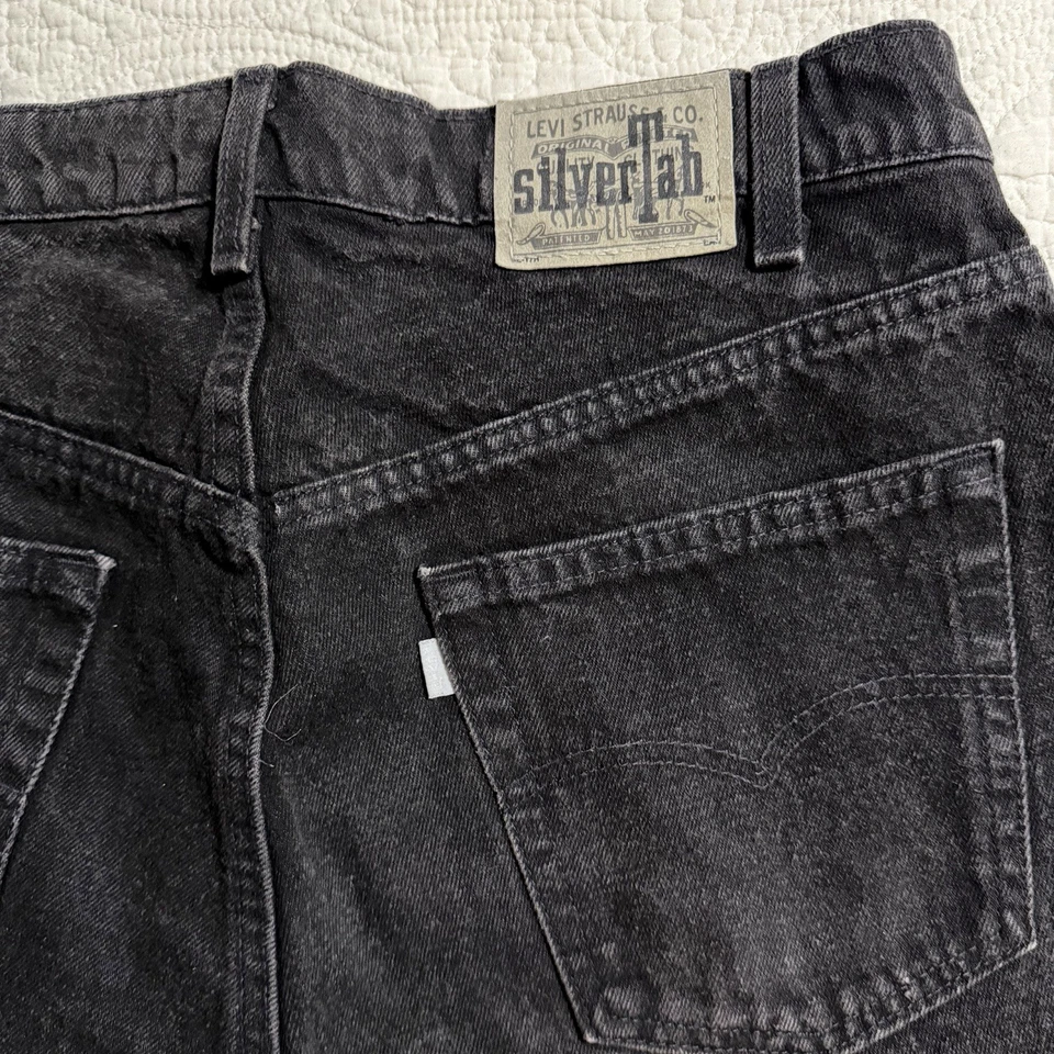 Pantalones Cortos Levi's De Colección Para Hombre 36 Silvertab Sueltos Sueltos Denim Negros EE. UU. 90s Foto 4 de 4