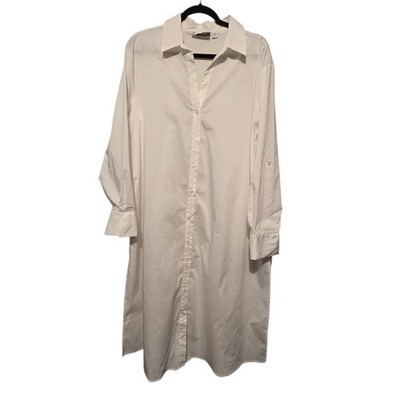 NY&C The Madison Shirt Long Button Top Womens XXL White Slits Roll-tab Classic 
