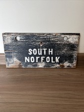 Vintage Antique “South Norfolk” Wooden Sign Distressed Original On Board