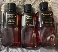 3 Bath & Body Works MEN’S BOURBON 3-1 Hair Face Body Wash Shower Gel 10oz NEW