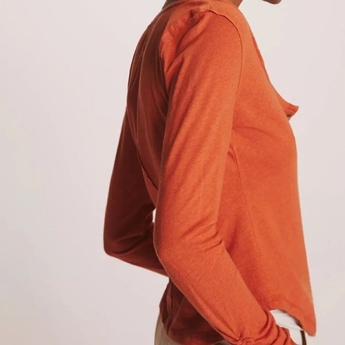 Top nuovo con etichette Anthropologie Pilcro lino sostenibile Henley manica lunga taglia small - Foto 4 di 8