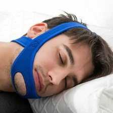 Snore Stop Belt Anti Snoring Cpap Chin Strap Sleep Apnea Jaw Solution BLUE