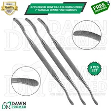 3 Pcs Dental Bone File #10 Double Ended 7" Surgical Dentist Instruments German G