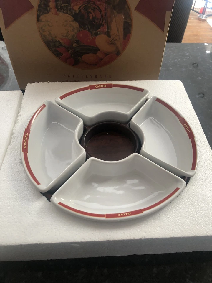 Pottery Barn Pasta Rustica Turning Lazy Susan Condiment Tray in Original Box - Image 2 of 4