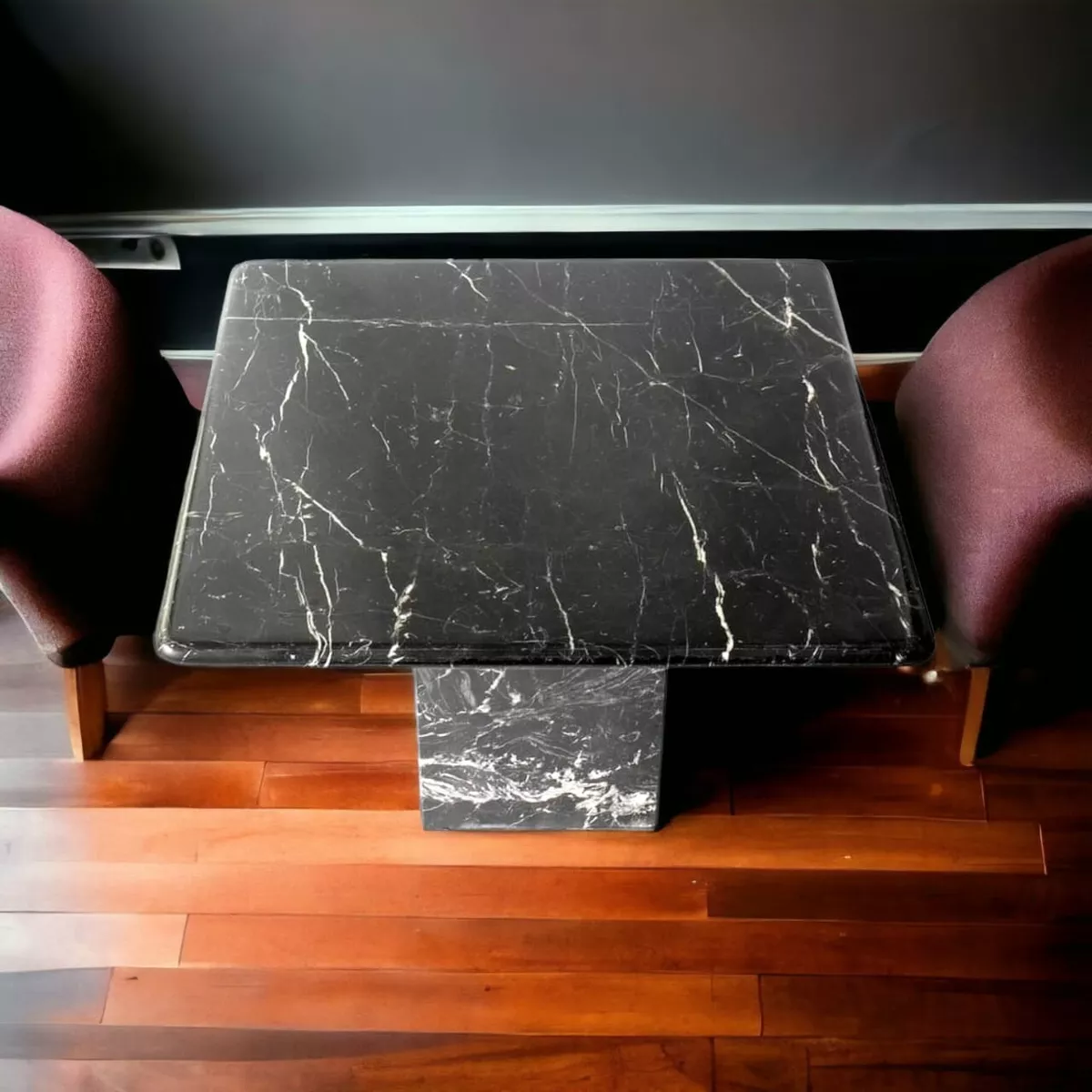 Nero Marquina Marble Coffee Table Plinth Living room Table End table with Stand
