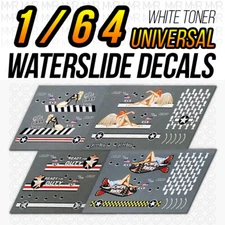 1/64 PIN UP BOMBER Custom White Toner Universal WaterSlide Decal for Hot