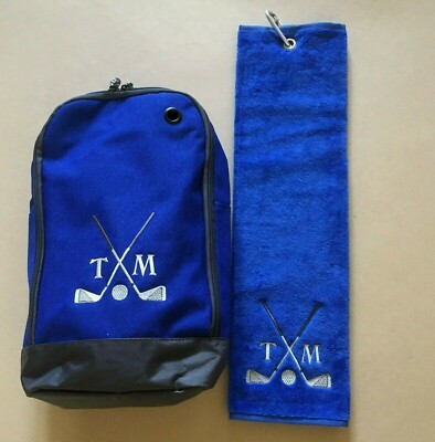 Personalised Golf Sports Shoe Bag Tri Fold Velour Golf Towel eBay