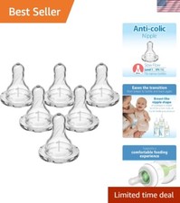 Dr. Brown's Natural Flow Level 1 Silicone Nipple, Slow Flow, Anti-Colic - 6 Pack