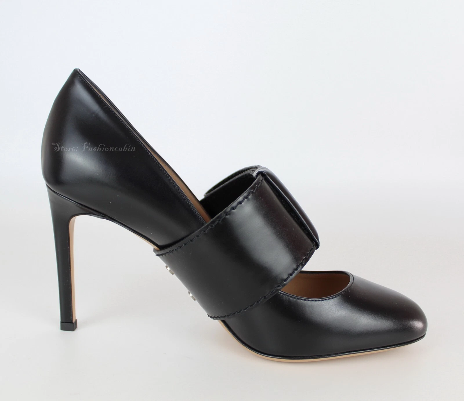 Nuova pompa con fiocco VALENTINO GARAVANI Mary Jane pelle nera EUR 37 lavoro e festa