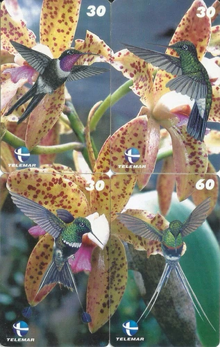 BRAZIL 1999 ORCHIDS HUMMING-BIRDS PHONECARDS set 3 -4 Puzzle Phone cards TELEMAR