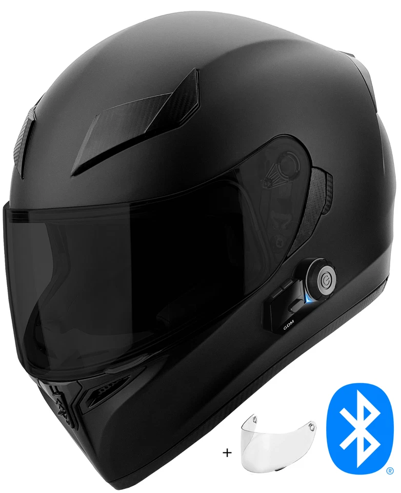 GDM GHOST SUPERSONIC Full Face Bluetooth Motorcycle Helmet Matte Black - Image 2 of 4