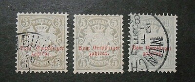 GERMANY GERMANY SERVICE BAVARIA 1876 BAYERN ''RED COAT OF ARMS ORIGINAL PACKAGING'' 3V.Cpl set MH/US