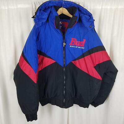 Vintage Pro Player Budweiser Spellout Puffer Parka Jacket Daniel