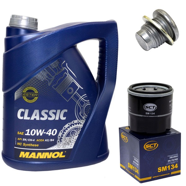 MotoröL Set 10W-40 5 Liter + ÖLfilter SM 134 + Schraube FüR Renault Twingo 1.2-image